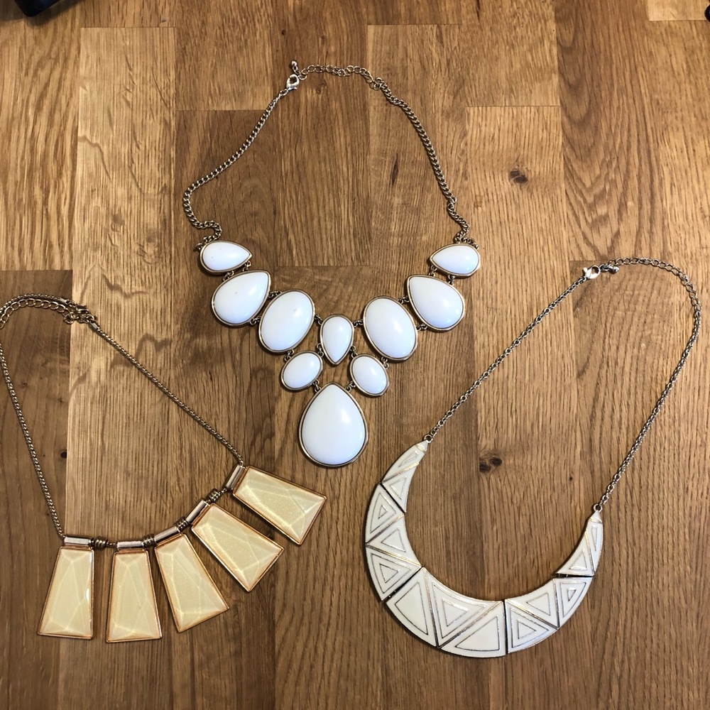 White Statement Necklace Bundle